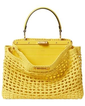 Fendi Peekaboo Medium Broom Woven Leather Bag - Yellow