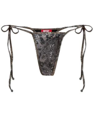 DIESEL Lace-Up Bikini Bottoms - Grey