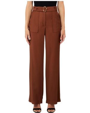 Liu Jo Belted Wide-Leg Trousers - Brown