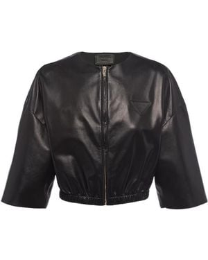 Prada Nappa Leather Bomber Jacket - Black