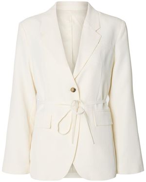 SELECTED Belted Oversized Blazer - White