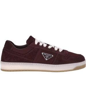 Prada Downtown Re-Nylon And Suede Sneakers - Brown