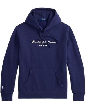 Polo Ralph Lauren Logo-Embroidered Drawstring Hoodie - Blue