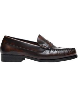 Alohas Rivet Leather Loafers - Black