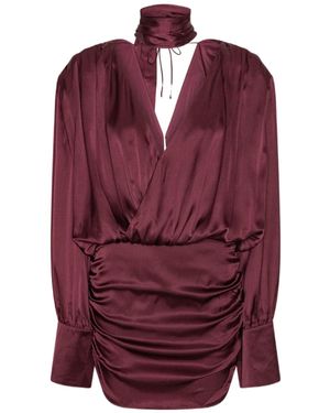 ROTATE BIRGER CHRISTENSEN Long-Sleeved V-Neck Dress - Red