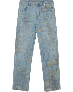 Stella McCartney Floral Printed Straight Tube Jeans - Blue