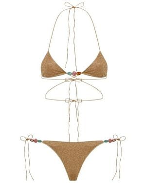 Oséree Lumiere Bead-Embellished Bikini - White