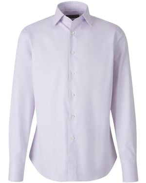 Canali Long Sleeved Curved Hem Shirt - Purple