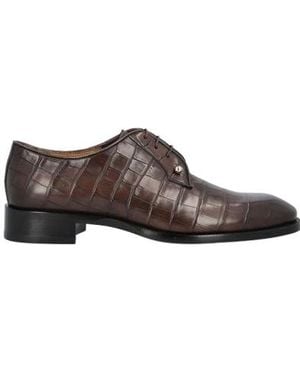 Christian Louboutin Crocodile-Embossed Derby Shoes - Brown
