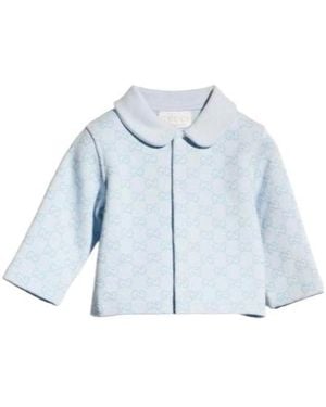 Gucci Gg-Print Cotton Cardigan - Blue
