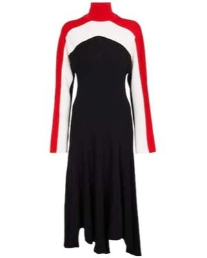 Jil Sander Striped Ribbed-Knit Midi Dress - Red