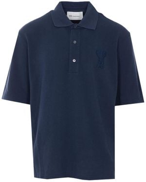 Ami Paris Ami De Coeur Polo Shirt - Blue
