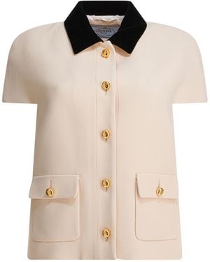 Prada Sablé Compact Short-Sleeved Jacket - Natural