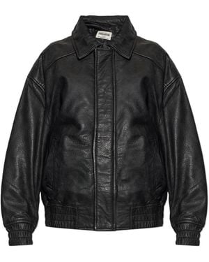 Zadig & Voltaire Drop-Shoulder Leather Jacket - Black