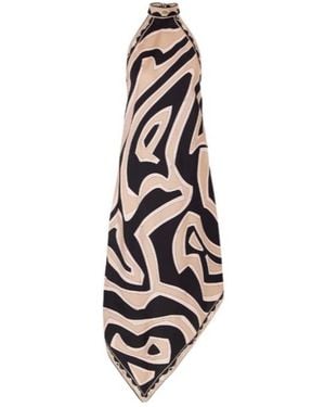 PUCCI Asymmetric Printed Silk-Twill Halterneck Dress - White