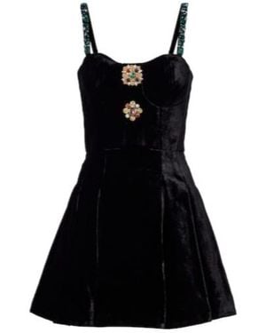 Balmain Embellished Velvet Minidress - Black