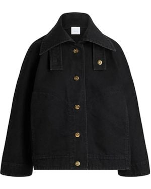 Patou Volume Collared Button-Up Parka - Black