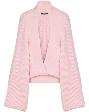 Balmain Oversized Ribbed Knitted Jumper - Pink