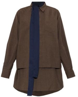 Sacai Wool Shirt Dress - Multicolour
