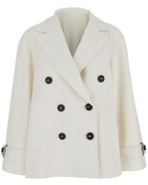Brunello Cucinelli Double-Breasted Long Sleeved Coat - White