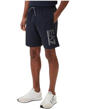 EA7 Wide-Leg Shorts - Blue