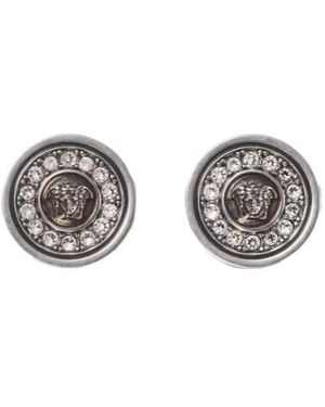 Versace Crystal Medusa Stud Earrings - Metallic