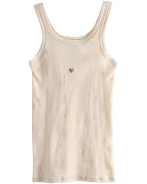 Baserange Heart-Detail Ribbed Tank Top - Natural