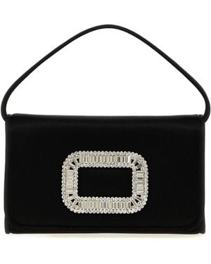 Roger Vivier Pilgrim Embellished Micro Satin Handbag - Black