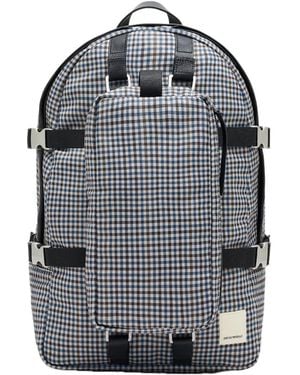 Emporio Armani Eagle Club Capsule Collection Checked Nylon Backpack - Gray
