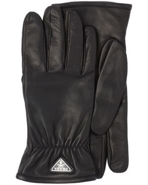Prada Triangle-Logo Pull-On Gloves - Black