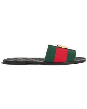 Gucci Riviera Stripe Detailed Sandals - Green