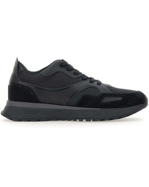 BOSS Boss Logo Embossed Lace-Up Trainers - Black