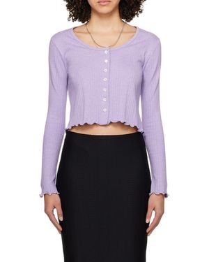 A.P.C. Lettuce Rimmed Knitted Cardigan - Purple