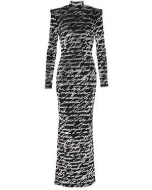 Balmain Love Letter Jacquard Gown - Black