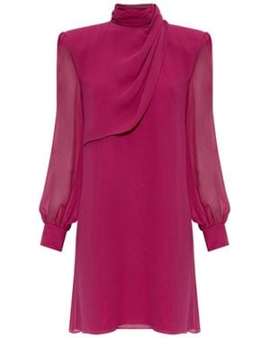 Valentino Draped High-Neck Dress - Purple