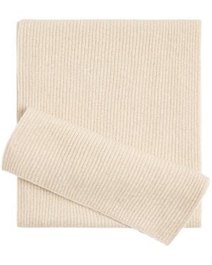 Brunello Cucinelli Sparkling Cashmere English Rib Knit Scarf - Natural