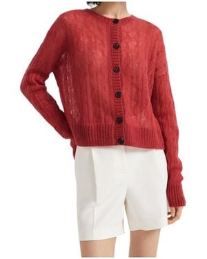 Brunello Cucinelli Crewneck Knitted Cardigan - Red