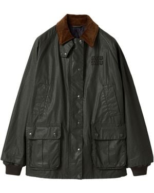 Miu Miu Coated Cotton Caban Jacket - Black