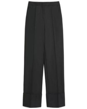 Valentino High Waist Straight Leg Trousers - Black