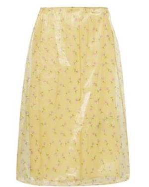 Jil Sander Floral Organdy Midi Skirt - Yellow