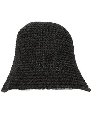 Maison Michel Logo Plaque Woven Bucket Hat - Black