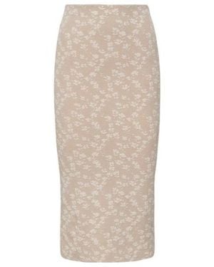 Fendi Floral Motif Layered Effect Midi Skirt - Natural