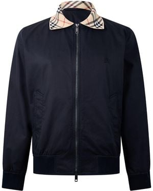 Burberry Zip-Up Bomber Jacket - Blue