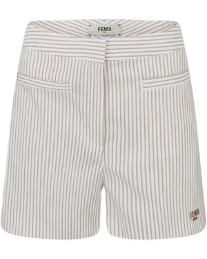 Fendi Fit Striped Shorts - Gray