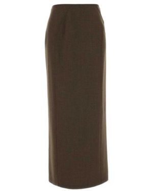 Jil Sander Slit Midi Skirt - Brown