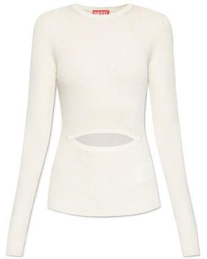 DIESEL M Peris Cut-Out Ribbed-Knit Top - White
