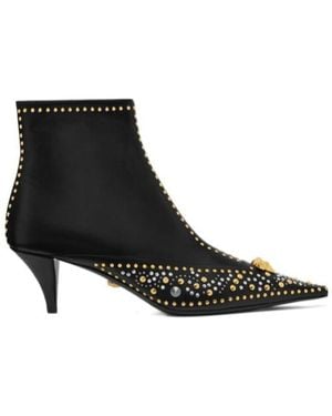Versace Embellished Pointed-Toe Boots - Black