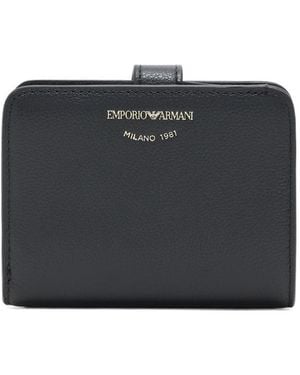 Emporio Armani Logo Printed Compact Wallet - Black