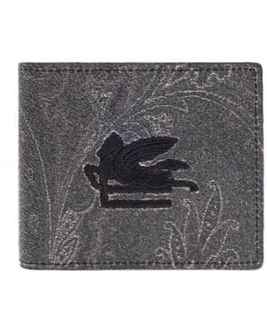 Etro Pegaso Embroidered Wallet - Gray