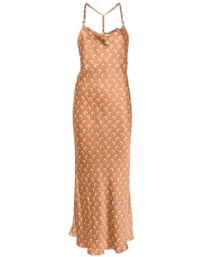 Marine Serre Moon-Print Square Neck Maxi Dress - White